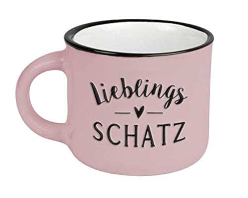 Espressotasse vintage| Mini Keramik Becher zum verschenken | 95 ml | Lieblingsschatz, Rosa von Grafik-Werkstatt