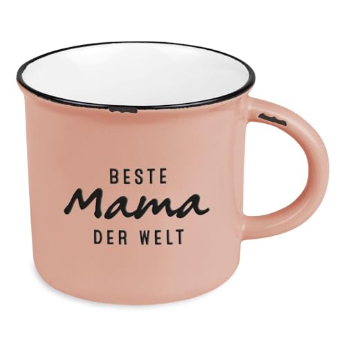 Kaffeetasse vintage| Keramik Becher zum verschenken | 400 ml | Beste Mama der Welt, Weiß von Grafik-Werkstatt