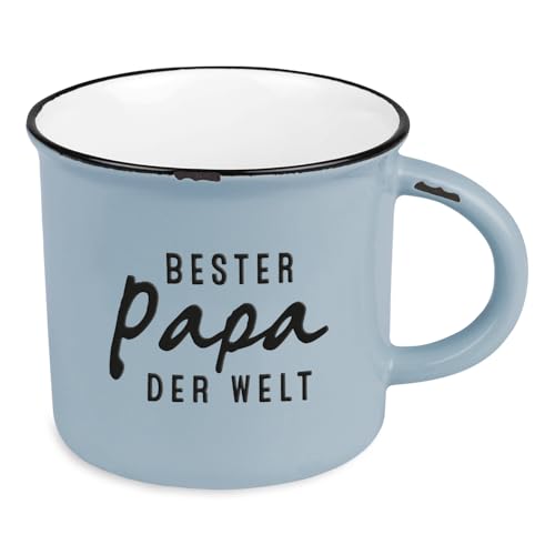 Kaffeetasse vintage| Keramik Becher zum verschenken | 400 ml | Bester Papa der Welt, Weiß von Grafik-Werkstatt