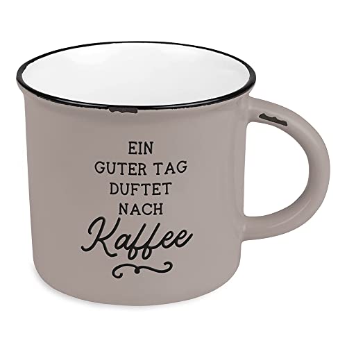 Grafik-Werkstatt vintage| Keramik Becher zum verschenken | 400 ml | Ein guter Tag duftet nach Kaffee, 61756, Grau von Grafik-Werkstatt