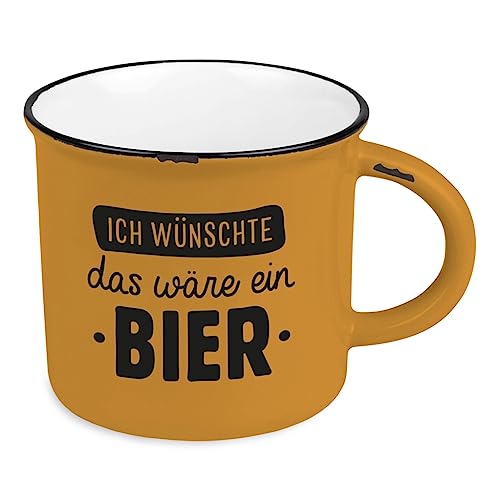 Kaffeetasse vintage| Keramik Becher zum verschenken | 400 ml | Ich wünschte das wäre ein Bier, Weiß von Grafik-Werkstatt