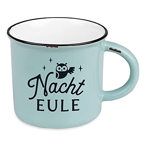 Grafik-Werkstatt Kaffeetasse vintage| Keramik Becher zum verschenken | 400 ml | Nachteule, 61552, Grün von Grafik-Werkstatt