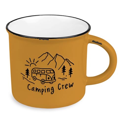 Kaffeetasse vintage| Keramik Becher zum verschenken | 400 ml | alpin | Camping Crew, Rosa von Grafik-Werkstatt