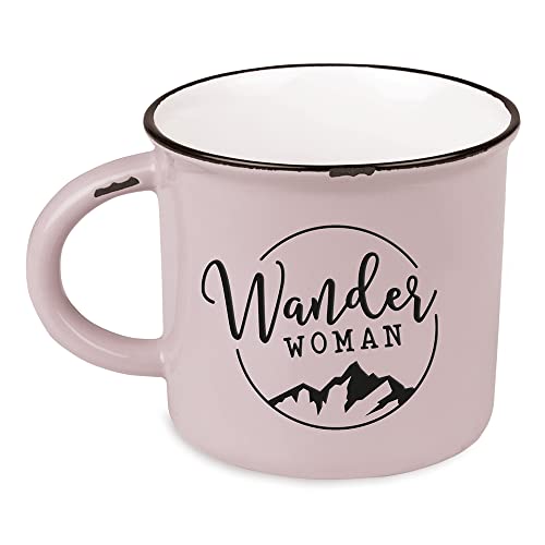 Kaffeetasse vintage| Keramik Becher zum verschenken | 400 ml | alpin | Wander Woman, Rosa von Grafik-Werkstatt