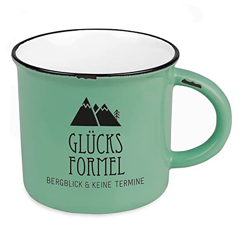 Kaffeetasse vintage| Keramik Becher zum verschenken | alpin | 400 ml | Glücksformel von Grafik-Werkstatt