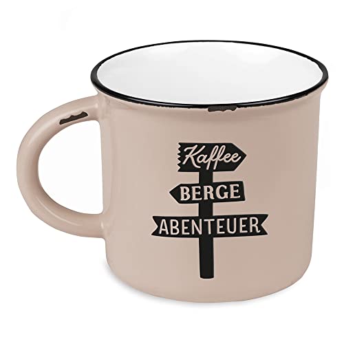 Kaffeetasse vintage| Keramik Becher zum verschenken | alpin | 400 ml | Kaffee, Berge, Abenteuer von Grafik-Werkstatt