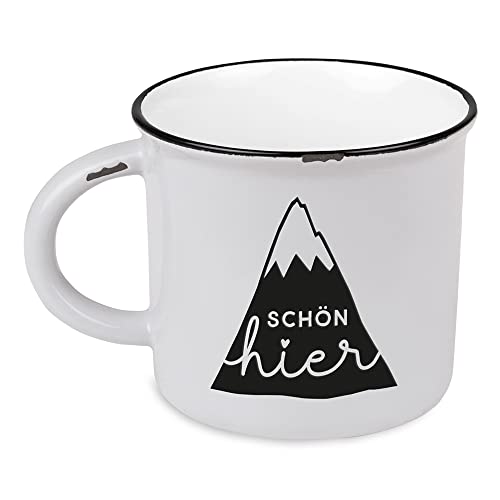 Kaffeetasse vintage| Keramik Becher zum verschenken | 400 ml | alpin | schön hier, Grau von Grafik-Werkstatt