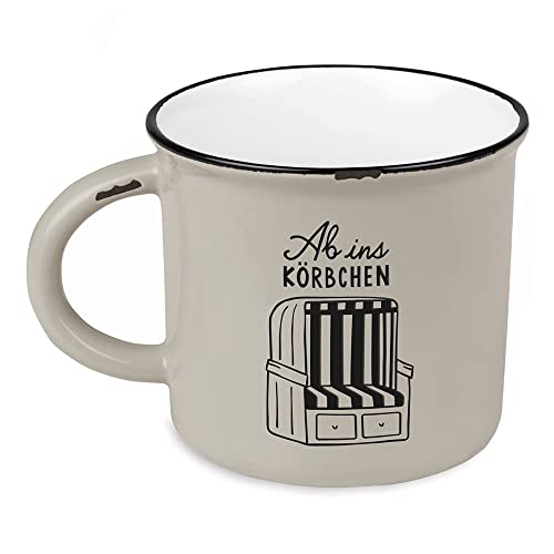 Kaffeetasse vintage| Keramik Becher zum verschenken | maritim | 400 ml | Ab ins Körbchen von Grafik-Werkstatt