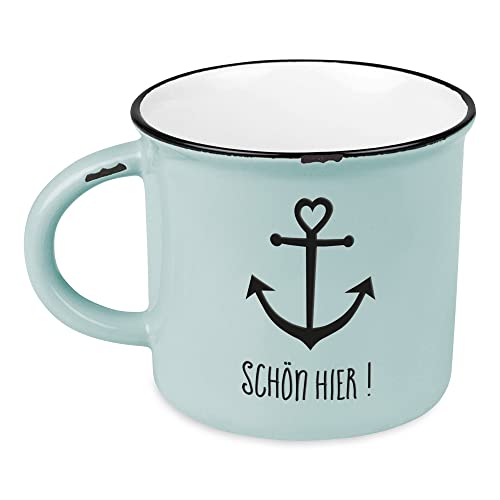 Kaffeetasse vintage| Keramik Becher zum verschenken | maritim | Schön hier ! von Grafik-Werkstatt