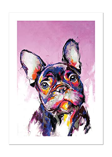 Grafikkult® Französische Bulldogge Deko Poster | Wandbilder als Kunstdruck | Für Wohnzimmer oder Schlafzimmer | Poster ohne Bilderrahmen (rosa, 50x70 cm) von Grafikkult
