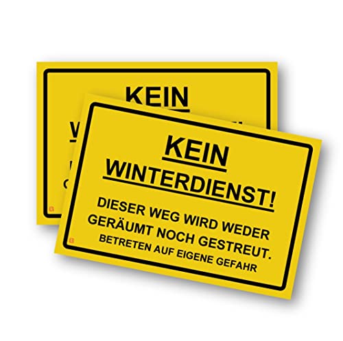 Grafinger 2er Set PVC-Schilder "Kein Winterdienst" in gelb | 20 x 30 cm | 3mm starkes Kunststoffschild mit UV-Schutz | Made in Germany von Grafinger
