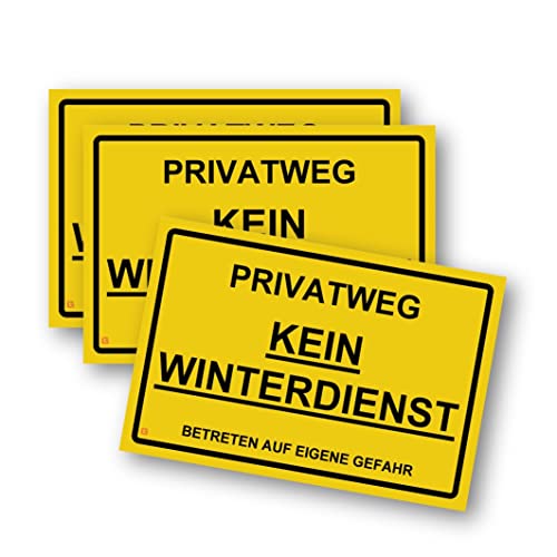 Grafinger 3er Set PVC-Schilder "Privatweg - Kein Winterdienst" in gelb | 20 x 30 cm | 3mm starkes Kunststoffschild mit UV-Schutz | Made in Germany von Grafinger
