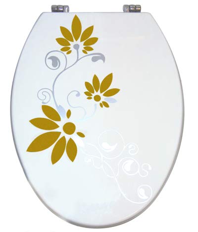 Aufkleber WC Toiletten Deckel St02 für Pressalit silbergrau/gold Vinyl von Grafix