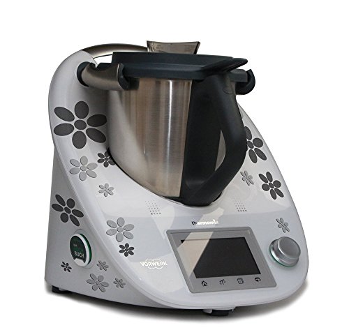 Aufkleber für den Thermomix TM5 - Blütenmeer silbergrau & anthrazit von Grafix