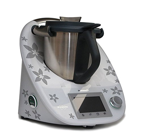 Aufkleber für den Thermomix TM5 - Bluetensterne silbergrau von Grafix