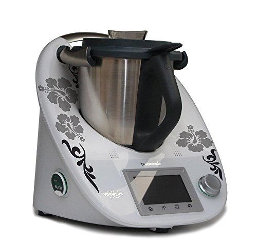 Aufkleber für den Thermomix TM5 - Hibiskus mit Ranke silbergrau anthrazit Aufkleber für den Thermomix TM5 - Hibiskus mit Ranke silbergrau anthrazit von Grafix