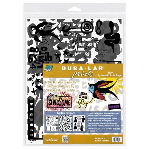 Grafix Dura-Lar Prints – Sassy by Kassandra Louise Designs, vorgedruckte 1,2 cm klare und matte 21,6 x 27,9 cm Filme, perfekte Ergänzung für Tagebücher, Papierbastelarbeiten und gemischte Grafix Dura-Lar Prints – Sassy by Kassandra Louise Designs, vorgedruckte 1,2 cm klare und matte 21,6 x 27,9 cm Filme, perfekte Ergänzung für Tagebücher, Papierbastelarbeiten und gemischte von Grafix