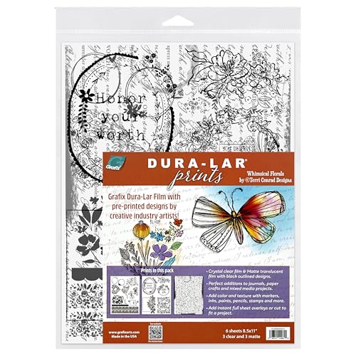 Grafix Dura-Lar Prints – Skurriles Blumenmuster von Terri Conrad, vorgedruckte 12,7 cm klare und matte 8,5 x 11 Folien, perfekte Ergänzung für Tagebücher, Papierbasteleien und gemischte Grafix Dura-Lar Prints – Skurriles Blumenmuster von Terri Conrad, vorgedruckte 12,7 cm klare und matte 8,5 x 11 Folien, perfekte Ergänzung für Tagebücher, Papierbasteleien und gemischte von Grafix