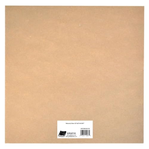 Grafix Medium Weight Chipboard Sheets 12"X12" Pkg-Natural Mittelschwere Spanplatten, 30,5 x 30,5 cm, 25 Stück, naturfarben, Papier, Natur, 12"x12"x0.06" von Grafix