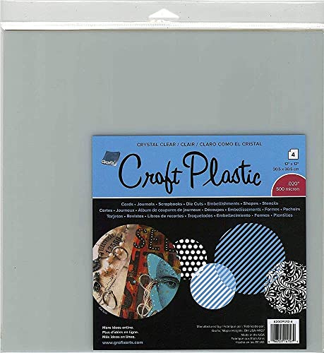 Grafix Ultra Clear .020 Kunststoff, langlebig und archivarische Folie, perfekt für Bastelarbeiten, Schablonen, Tagebücher, Karten, 3D-Verzierungen und mehr, 30,5 x 30,5 cm, 4 Stück von Grafix