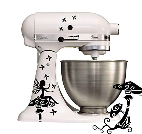 Grafix Zubehör Dekor Tattoo Aufkleber für den Kitchenaid Märchenmotiv: Fee auf Einem Pilz mit Schmetterlingen von Grafix