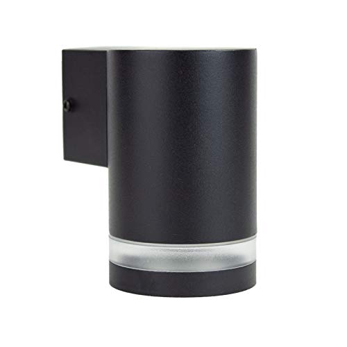 Grafner Aluminium Wandlampe schwarz, mit nach unten gerichtetem Lichtschein, IP44, GU10 Fassung, Wandleuchte rund Down Light Wand Lampe Außen Hof Einfahrt nach unten scheinend von Grafner