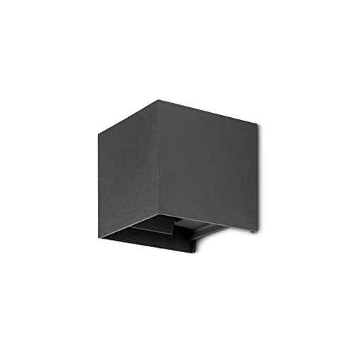 Grafner Aluminium Wandlampe schwarz, einstellbarer Abstrahlwinkel, 8 Watt LED COB Leuchtmittel, 3000K warmweiß, IP44, Lichtschein oben unten/up and down, für innen und außen, Wandleuchte anthrazit von Grafner