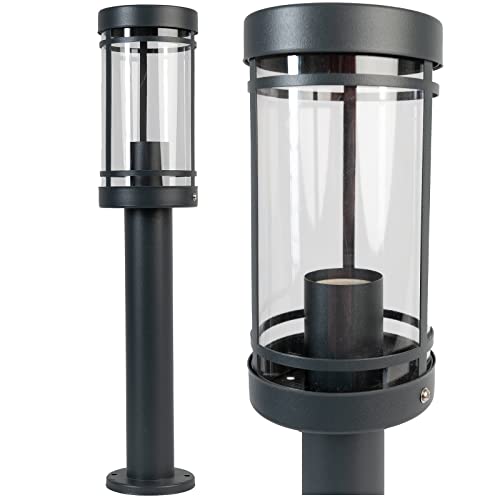 Grafner Design Edelstahl Wegeleuchte mit E27 Fassung, Höhe: 50 cm, anthrazit, IP44, ideal für smarte Leuchtmittel, Wegleuchte Weglampe Gartenlampe Gartenleuchte Außenstandleuchte Pollerleuchte Außen von Grafner