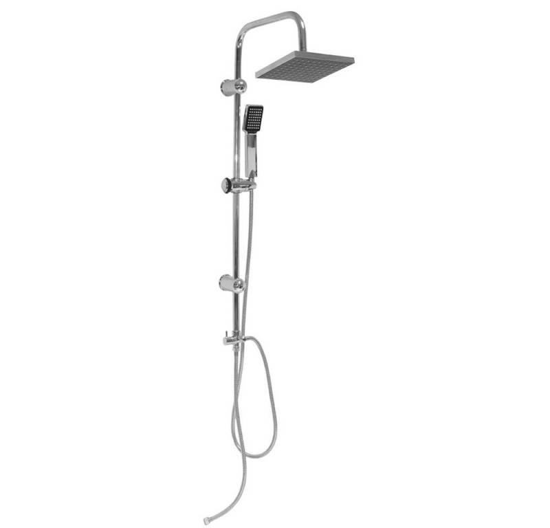 Grafner Duschsystem Duschgarnitur mit Regenschauerduschkopf Handbrause Duschsäule, Höhe 100 cm, 2 Strahlart(en), Set, 10 tlg., Brauseschlauch, INkl. Handbrause, Wandhalter, Regenschauerduschkopf, chrom von Grafner