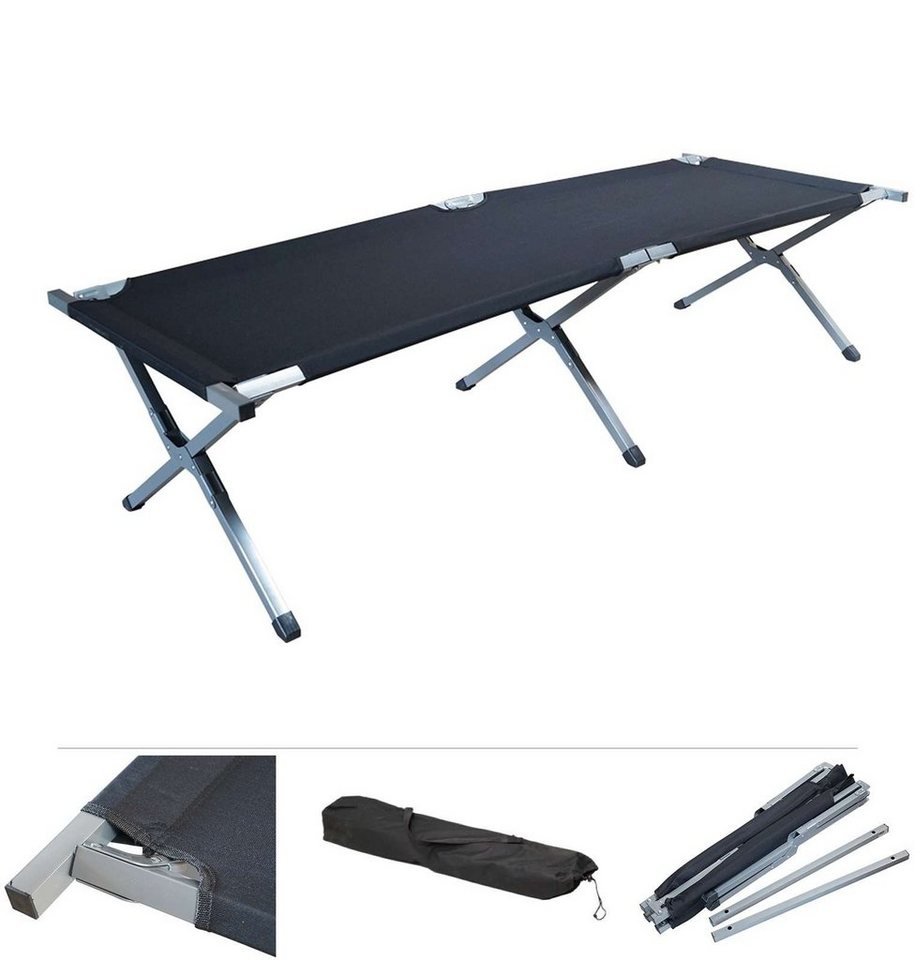 Grafner Feldbett Feldbett klappbar Campingbett inkl. Tragetasche 190cm schwarz inkl. Transporttasche von Grafner