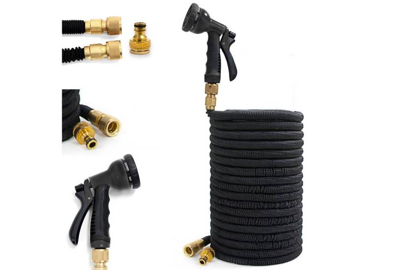 Grafner Gartenschlauch Gartenschlauch dehnbar flexibler Schlauch 1/2"Premium inkl. Brause, dehnbar, flexibel, automatisches ausdehnen von Grafner