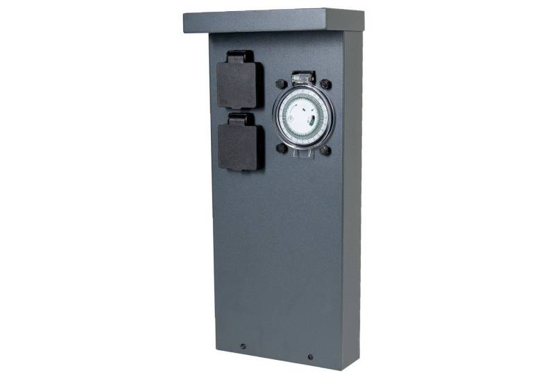 Grafner Gartensteckdose Steckdosensäule Edelstahl Gartensteckdose Timer 2 Anthrazit, Edelstahl, Anthrazit von Grafner