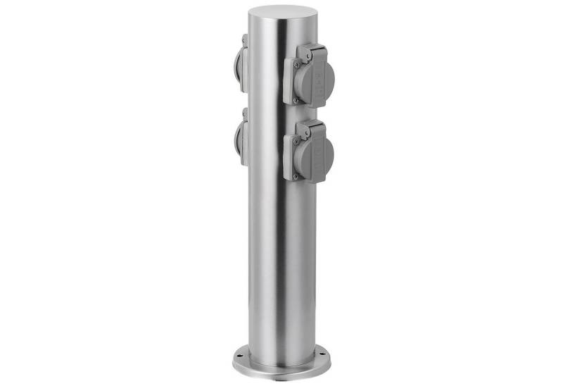 Grafner Gartensteckdose Steckdosensäule mit 4 Außensteckdosen Edelstahl Gartensteckdose, Stck, 1-St., 1, Inkl. Befestigungsmaterial, Maße: Ø ca. 11cm, Höhe: ca. 40cm von Grafner