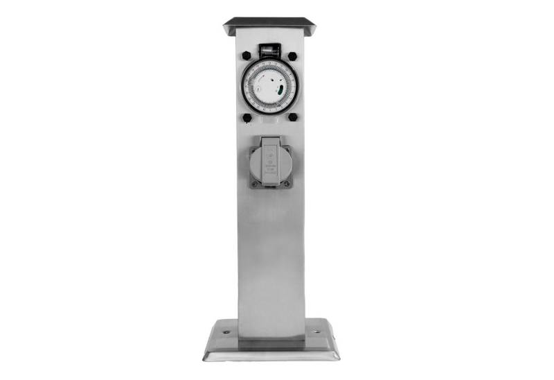 Grafner Gartensteckdose Steckdosensäule Timer 2 Steckdosen Edelstahl Gartensteckdose, Stck, 1-St., 1, Witterungs-, Alkali- und Säurebeständig, 24 Stunden Timer von Grafner