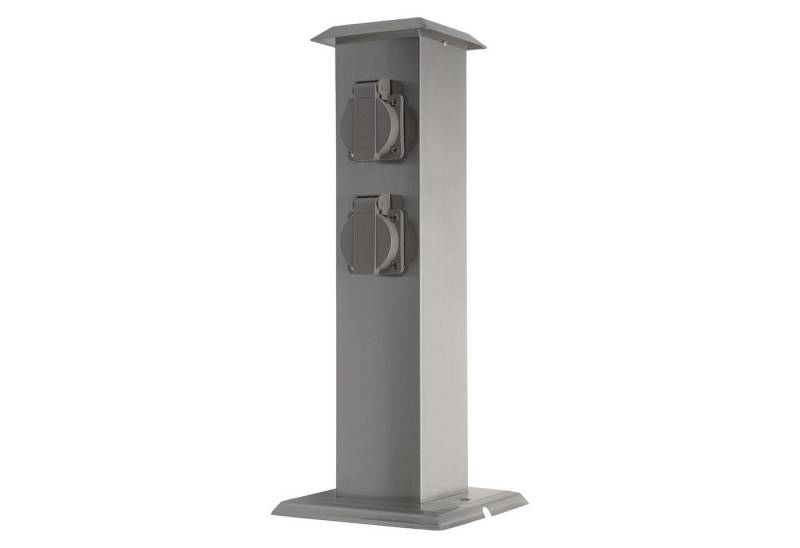 Grafner Gartensteckdose Steckdosensäule mit 4 Außensteckdosen Edelstahl Gartensteckdose, Stck, 1-St., 1, Höhe: ca. 40 cm, Witterungsbeständig von Grafner