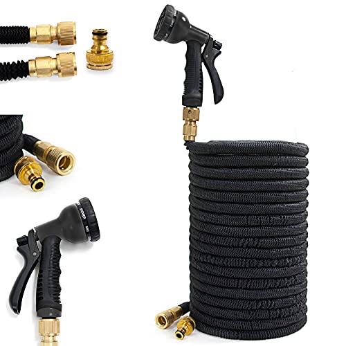 Grafner Premium Flexischlauch, 30 Meter, 4-fach Latexkern, 10-fach Soft-Multifunktionsbrause, massiver Mantel aus 5000D Mesh Polyester, Messing Kupplungen, KEIN PLATZEN, flexibler Gartenschlauch von Grafner