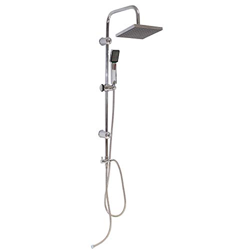 Grafner Regendusche im Set incl. Kopfbrause, Handbrause, Schlauch, Stange und Anschluss-Set Duschset Duschsystem Duschgarnitur eckig von Grafner