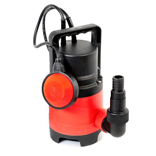 Grafner Schmutzwasserpumpe 400 Watt bis 8000 l/h Förderleistung, Ø25mm Fremdkörper, Schwimmschalter, Tragegriff, Universalanschlüsse, Schmutzwasser Tauchpumpe von Grafner