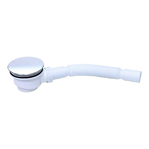 Grafner Set für Duschwanne, extraflache Ablaufgarnitur in Chrom, universal Ablauf Ø 84-96mm, Geruchsverschluss Haarsieb Chrom Abdeckung, flexibler Schlauch, Ablauf Dusche Siphon DN 50 von Grafner