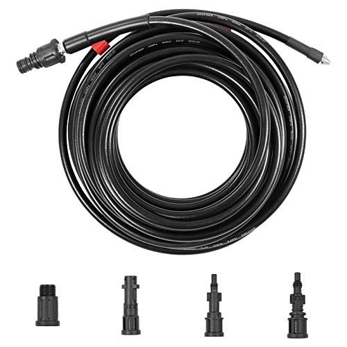 Grafner Universal Rohreinigungsschlauch Set für Hochdruckreiniger, Edelstahldüse, 15m 30m, 160 bar, 4 Adapter (Gewinde, Bajonett, Quick Connect), für alle Marken wie Kärcher, Nilfisk, uvm. (30 Meter) von Grafner