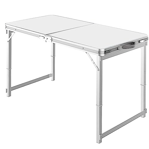 Grafner XL Aluminium Camping Tisch klappbar, stabil und tragbar, 120 x 60 x 70 cm, höhenverstellbar, Doppel Klapptisch Alu Gartentisch Mehrzwecktisch Outdoor Koffertisch Picknick, Festival von Grafner