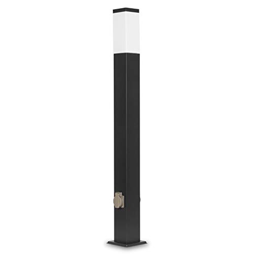 Grafner XL Wegeleuchte mit 2 Steckdosen, Höhe: 100 cm, Aluminium, E27, schwarz anthrazit, Wegleuchte Weglampe Gartenlampe Gartenleuchte Standlampe Außenstandleuchte Pollerleuchte von Grafner