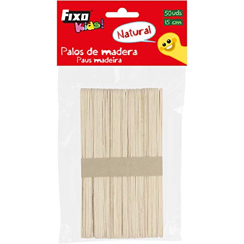 Fixo Kids 68005000 – Packung mit 50 Stück aus natürlichem Holz, Breite für Bastelarbeiten, 15 cm von Fixo