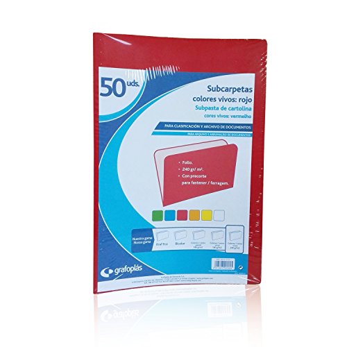 Grafoplas – Pack 50 Aktendeckel Folio Karton 240 g rot - von Grafoplás