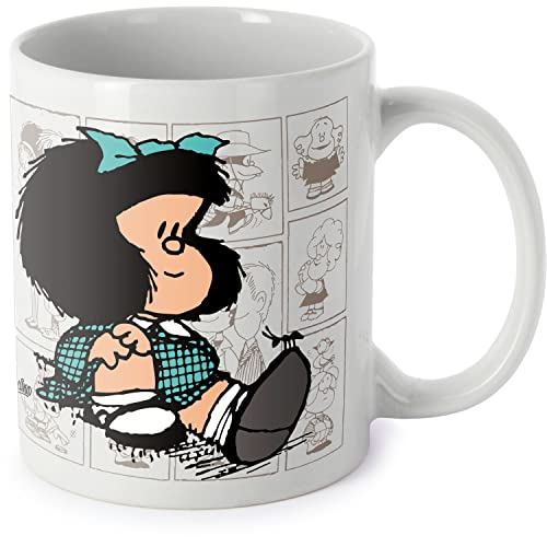 Grafoplás | Tasse mit einfachem Griff | Einzigartiges Mafalda-Design | Keramik | Fassungsvermögen 330 ml | 9,5 x 8 cm | Perfekt für Ihre Getränke von Grafoplás