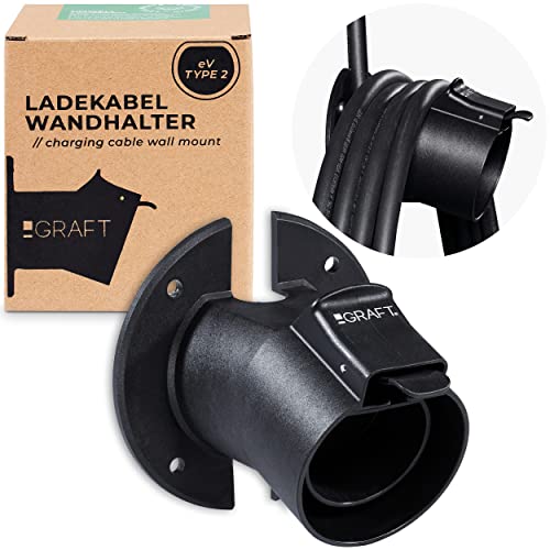Graft Ladekabel Typ 2 Wandhalterung | Wandhalter für Elektroauto mit IEC 62196-2 Stecker | Zubehör für Type 2 Wallbox Ladestation inklusive Diebstahlsicherung für Kabel und Ladegerät von Graft
