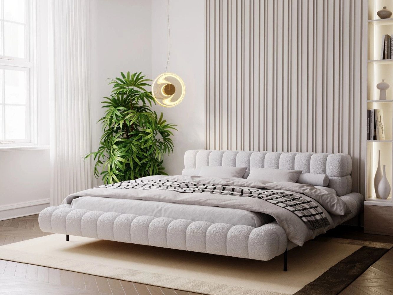 GrainGold Polsterbett IMAGINE, Modern Bett mit Kopfteil - 140x200 cm, Grau (1x Bett) von GrainGold