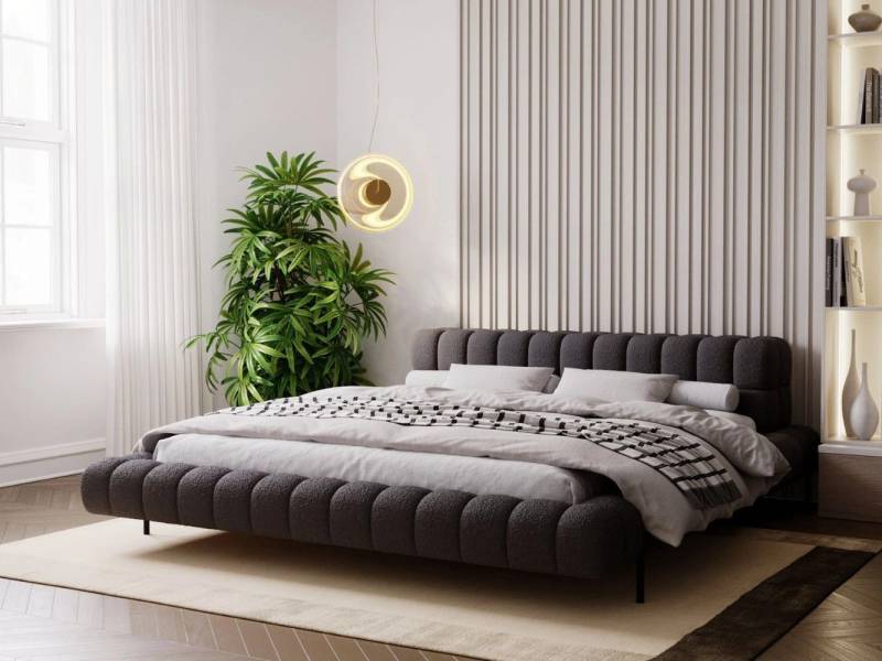 GrainGold Polsterbett IMAGINE, Modern Bett mit Kopfteil - 140x200 cm, Schwarz (1x Bett) von GrainGold