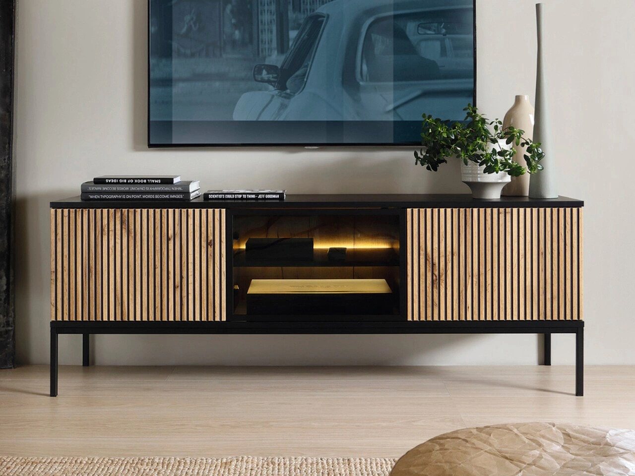 GrainGold TV-Schrank DEO mit LED, Griffloss, Push-To-Open - 154x39x56 cm - Wotan-Eiche GrainGold TV-Schrank DEO mit LED, Griffloss, Push-To-Open - 154x39x56 cm - Wotan-Eiche von GrainGold