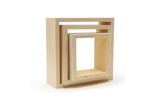 Graine Créative 3 kleine quadratische Holzregale, 22 x 22 x 8 cm von GRAINE CREATIVE